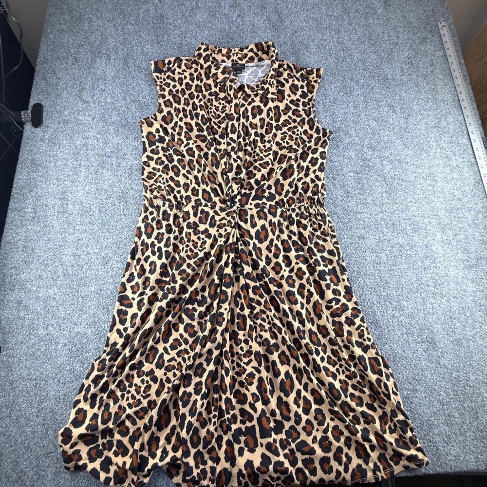 Worthington Sleeveless Leopard Print Twist Front Shirt Dress XXL NWT
